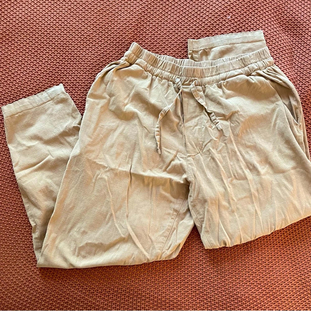 OAK + FORT sz L Cotton Wide Leg Drawstring Pants